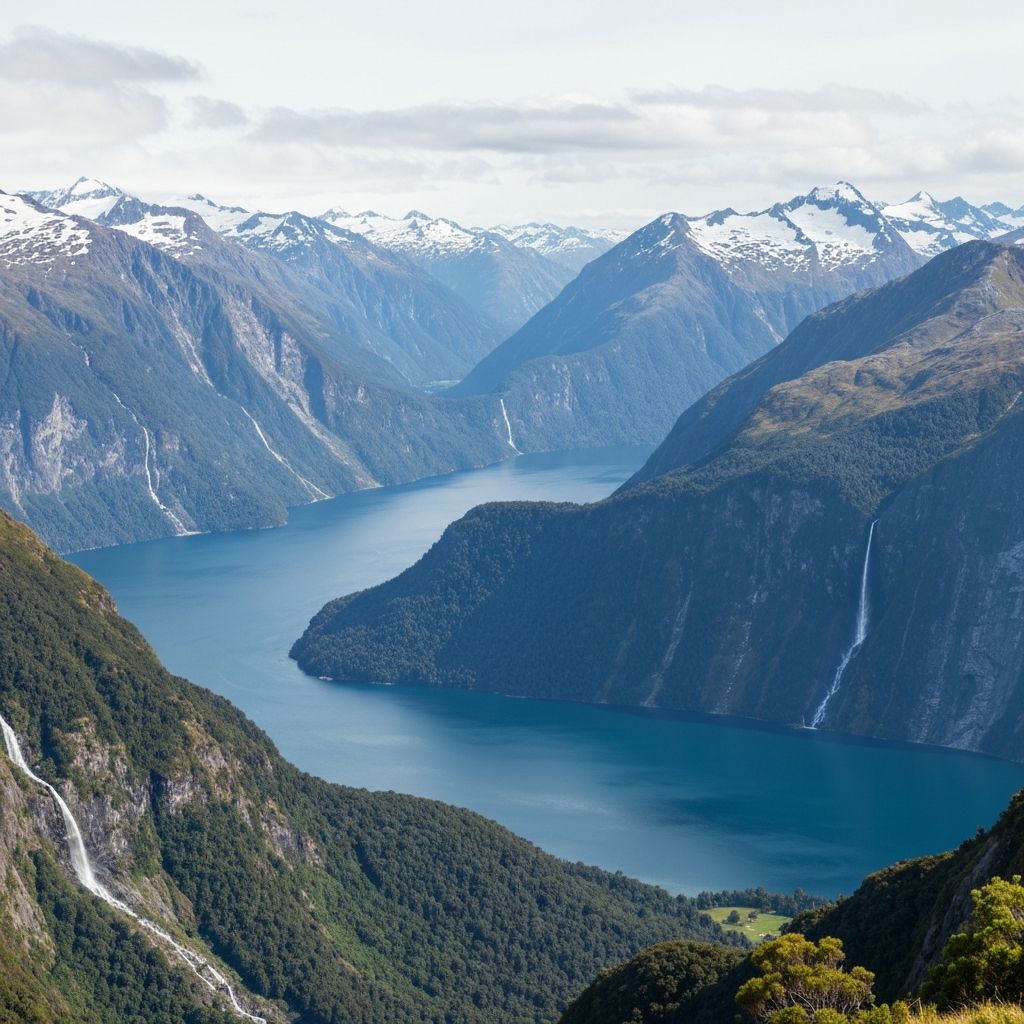 Beautiful New Zealand landscape featuring mountains, fjords, and pristine nature - perfect destination for NZeTA travelers